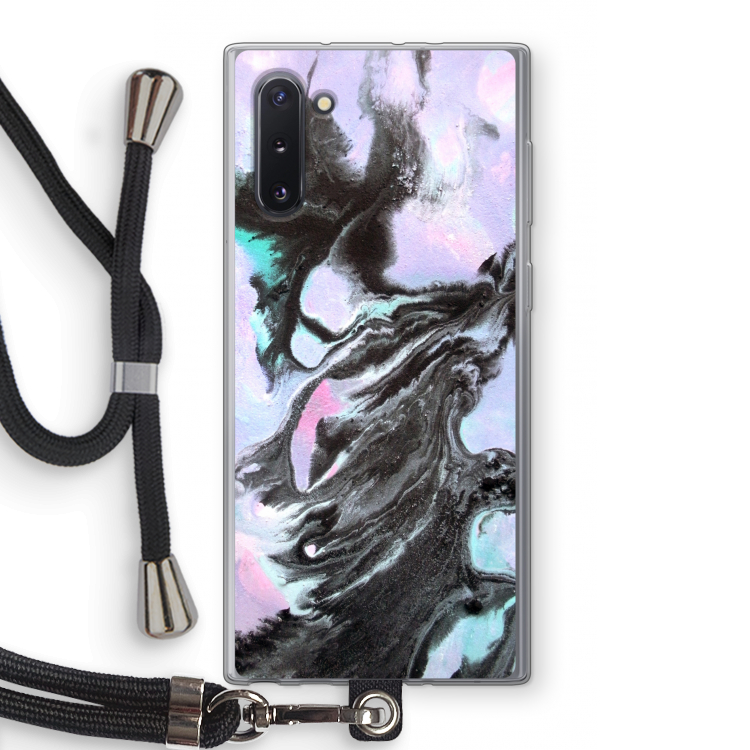 CaseCompany Pastel zwart: Samsung Galaxy Note 10 Transparant Hoesje met koord