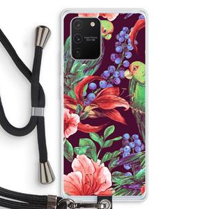 CaseCompany Papegaaien: Samsung Galaxy S10 Lite Transparant Hoesje met koord