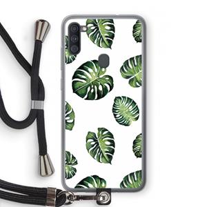 CaseCompany Tropische bladeren: Samsung Galaxy A11 Transparant Hoesje met koord