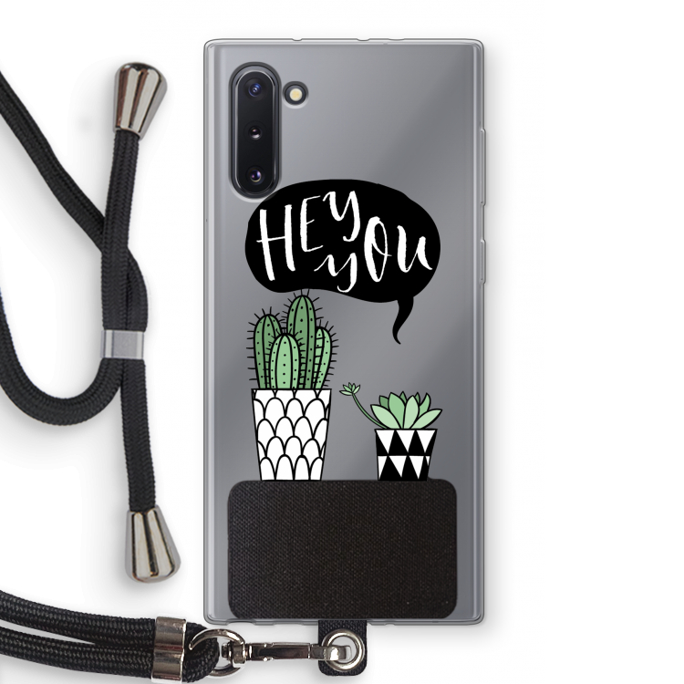 CaseCompany Hey you cactus: Samsung Galaxy Note 10 Transparant Hoesje met koord