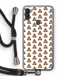 CaseCompany Poop emoji: Samsung Galaxy A11 Transparant Hoesje met koord
