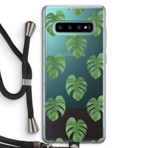 CaseCompany Monstera leaves: Samsung Galaxy S10 Plus Transparant Hoesje met koord