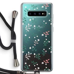 CaseCompany Small white flowers: Samsung Galaxy S10 Plus Transparant Hoesje met koord
