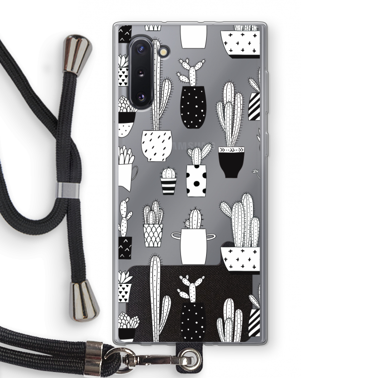 CaseCompany Cactusmotief: Samsung Galaxy Note 10 Transparant Hoesje met koord