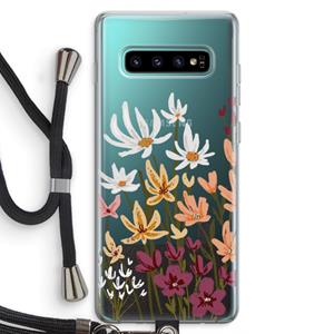 CaseCompany Painted wildflowers: Samsung Galaxy S10 Plus Transparant Hoesje met koord