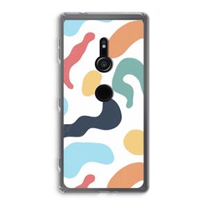 CaseCompany Memphis Shapes Blue: Sony Xperia XZ2 Transparant Hoesje