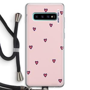CaseCompany Hartjes: Samsung Galaxy S10 Plus Transparant Hoesje met koord