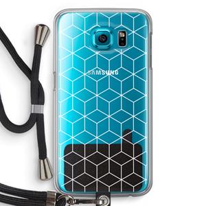 CaseCompany Zwart-witte kubussen: Samsung Galaxy S6 Transparant Hoesje met koord