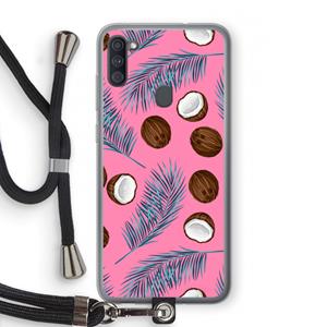 CaseCompany Kokosnoot roze: Samsung Galaxy A11 Transparant Hoesje met koord