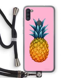 CaseCompany Grote ananas: Samsung Galaxy A11 Transparant Hoesje met koord