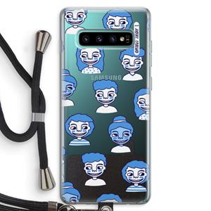 CaseCompany Gezichtjes: Samsung Galaxy S10 Plus Transparant Hoesje met koord