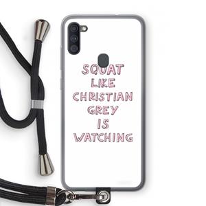 CaseCompany Christian Grey: Samsung Galaxy A11 Transparant Hoesje met koord