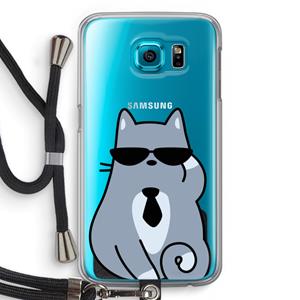 CaseCompany Cool cat: Samsung Galaxy S6 Transparant Hoesje met koord
