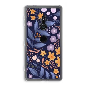 CaseCompany Flowers with blue leaves: Sony Xperia XZ2 Transparant Hoesje