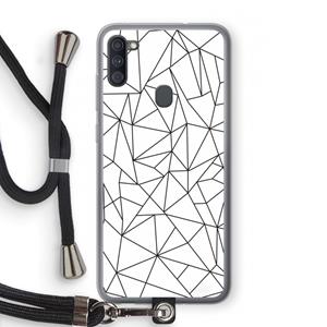 CaseCompany Geometrische lijnen zwart: Samsung Galaxy A11 Transparant Hoesje met koord