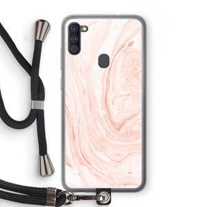 CaseCompany Peach bath: Samsung Galaxy A11 Transparant Hoesje met koord