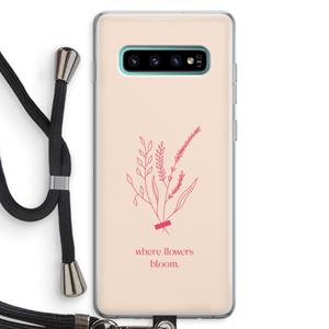 CaseCompany Where flowers bloom: Samsung Galaxy S10 Plus Transparant Hoesje met koord