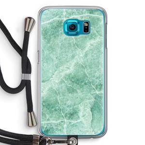 CaseCompany Groen marmer: Samsung Galaxy S6 Transparant Hoesje met koord