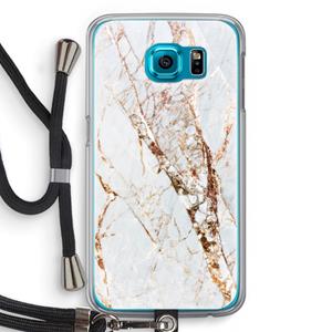 CaseCompany Goud marmer: Samsung Galaxy S6 Transparant Hoesje met koord