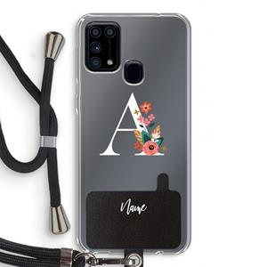 CaseCompany Pink Bouquet: Samsung Galaxy M31 Transparant Hoesje met koord