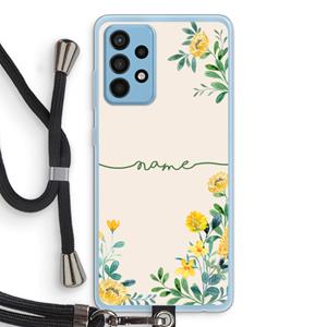 CaseCompany Gele bloemen: Samsung Galaxy A52 Transparant Hoesje met koord