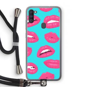 CaseCompany Bite my lip: Samsung Galaxy A11 Transparant Hoesje met koord