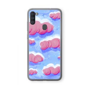 CaseCompany Roze wolken met vogels: Samsung Galaxy A11 Transparant Hoesje