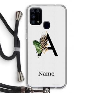 CaseCompany Charcoal Flora: Samsung Galaxy M31 Transparant Hoesje met koord