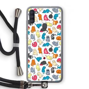 CaseCompany Kleurrijke katten: Samsung Galaxy A11 Transparant Hoesje met koord