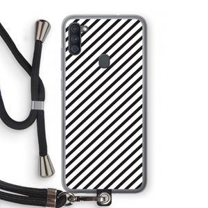 CaseCompany Strepen zwart-wit: Samsung Galaxy A11 Transparant Hoesje met koord
