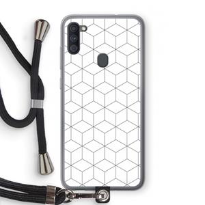 CaseCompany Zwart-witte kubussen: Samsung Galaxy A11 Transparant Hoesje met koord