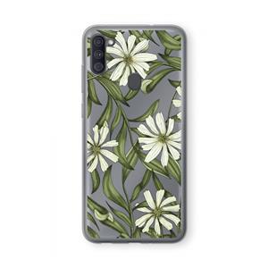 CaseCompany Wit bloemenpatroon: Samsung Galaxy A11 Transparant Hoesje
