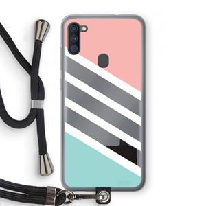 CaseCompany Strepen pastel: Samsung Galaxy A11 Transparant Hoesje met koord