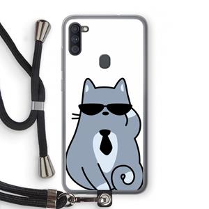 CaseCompany Cool cat: Samsung Galaxy A11 Transparant Hoesje met koord