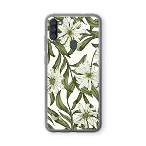 CaseCompany Wit bloemenpatroon: Samsung Galaxy A11 Transparant Hoesje