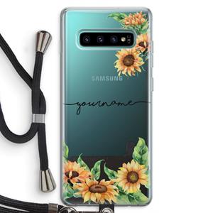CaseCompany Zonnebloemen: Samsung Galaxy S10 Plus Transparant Hoesje met koord