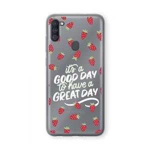 CaseCompany Don't forget to have a great day: Samsung Galaxy A11 Transparant Hoesje