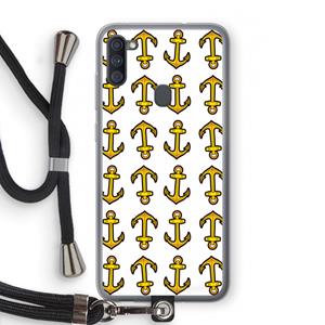 CaseCompany Musketon Anchor: Samsung Galaxy A11 Transparant Hoesje met koord