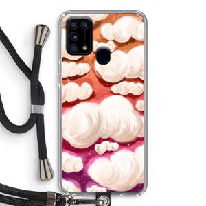 CaseCompany Katoen Wolken: Samsung Galaxy M31 Transparant Hoesje met koord