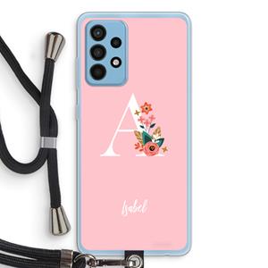 CaseCompany Pink Bouquet: Samsung Galaxy A52 Transparant Hoesje met koord