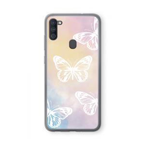 CaseCompany White butterfly: Samsung Galaxy A11 Transparant Hoesje