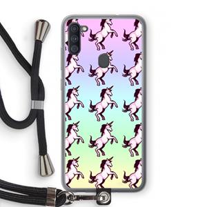 CaseCompany Musketon Unicorn: Samsung Galaxy A11 Transparant Hoesje met koord