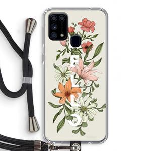 CaseCompany Hello bloemen: Samsung Galaxy M31 Transparant Hoesje met koord