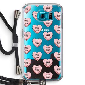 CaseCompany Chicks before dicks: Samsung Galaxy S6 Transparant Hoesje met koord