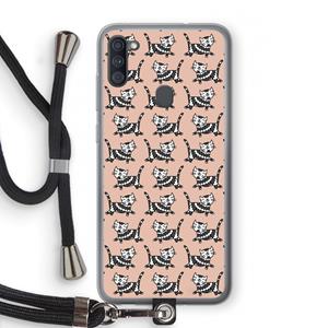 CaseCompany Zwarte poes: Samsung Galaxy A11 Transparant Hoesje met koord