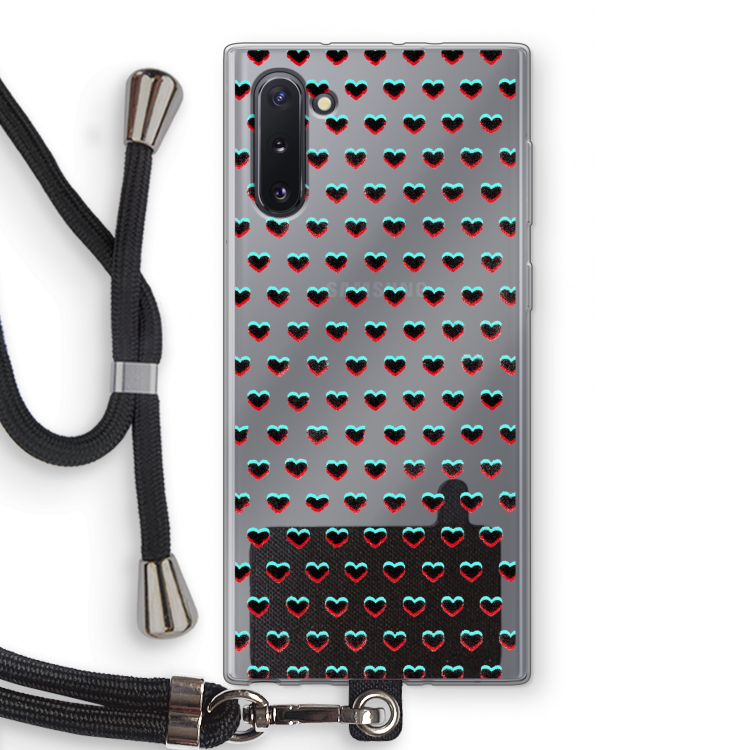 CaseCompany Hartjes: Samsung Galaxy Note 10 Transparant Hoesje met koord