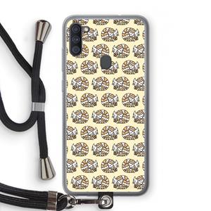 CaseCompany Slapende poes: Samsung Galaxy A11 Transparant Hoesje met koord