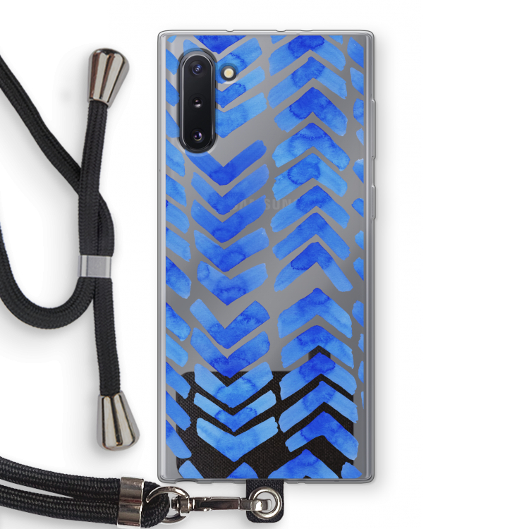 CaseCompany Blauwe pijlen: Samsung Galaxy Note 10 Transparant Hoesje met koord