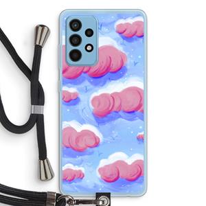 CaseCompany Roze wolken met vogels: Samsung Galaxy A52 Transparant Hoesje met koord