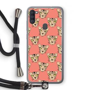 CaseCompany Tijger: Samsung Galaxy A11 Transparant Hoesje met koord